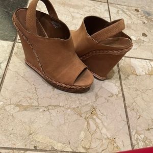 Light Brown Open Toe Wedge